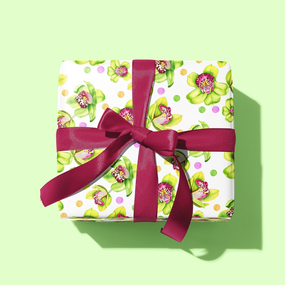 Floral Wrapping Paper, Orchid Wrapping Paper, Flowers Gift Wrap Sheets