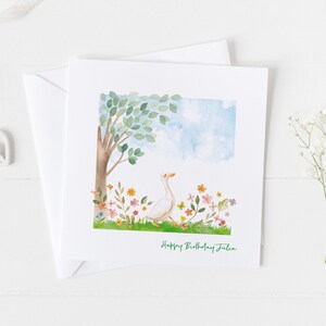 Canard de carte d'anniversaire, carte d'ami personnalisée d'âge d'anniversaire, carte d'anniversaire mignonne d'enfants, carte d'animal de ferme, carte douce d'aquarelle