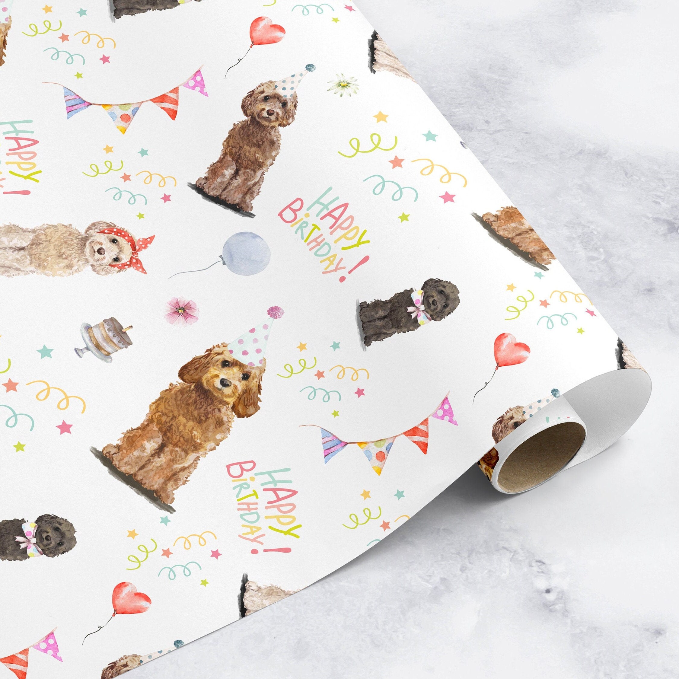 Cockapoo Things Paper Cockapoo Birthday Card & Matching Wrapping Paper Dog Birthday - Etsy UK