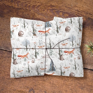 Winter Forest Christmas Wrapping Paper, Nature Christmas Gift Wrap, Watercolour Christmas Wrapping Paper, MY FAVOURITE PAPER :) I adore this