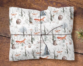 Winter Forest Christmas Wrapping Paper, Nature Christmas Gift Wrap, Watercolour Christmas Wrapping Paper, MY FAVOURITE PAPER :) I adore this