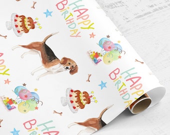 Wrapping Paper Roll Beagle, Birthday Beagle, birthday card pet dog, Beagle birthday, furbaby birthday