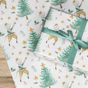 Papel de embrulho quebra-nozes do Rei Rato, papel de embrulho do Soldado de Natal, papel de embrulho para presente de Natal, bailarina Clara Sugar Plum Fairy Drosselmeyer