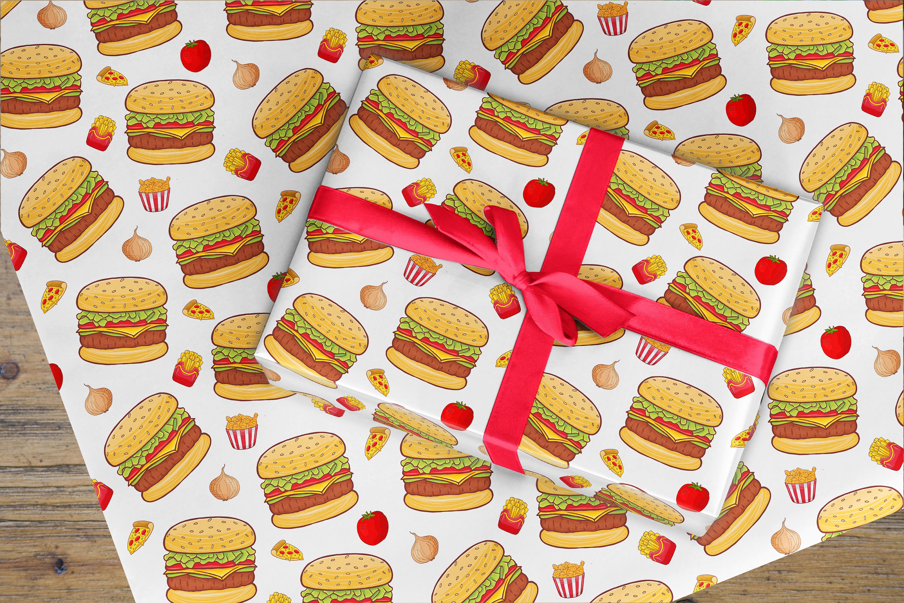 Wrapping Paper Roll Burger Fast Food Wrapping Paper Hamburger Etsy