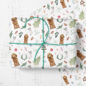 Carta da regalo natalizia Cockapoo, carta da regalo per cani, carta da regalo per animali domestici, rotoli di carta da regalo disponibili