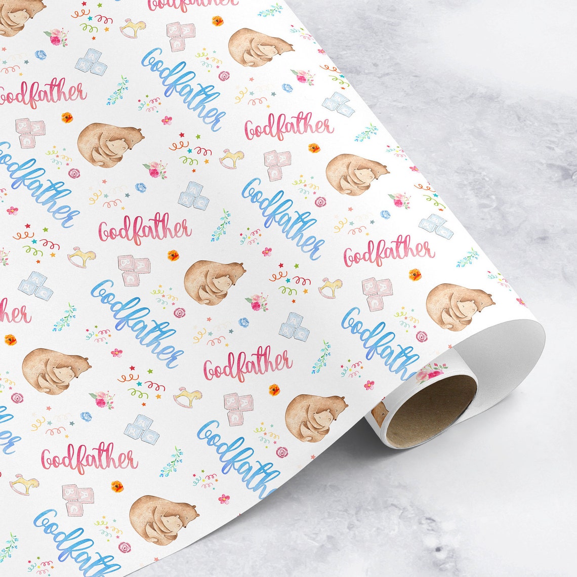 Godmother Christening Wrapping Paper Baptism Wrapping Paper Etsy