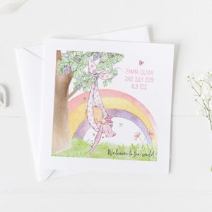 Carte de bébé personnalisée arc-en-ciel - nouvelle carte de bébé garçon fille, nouveau papier cadeau pour bébé, nouveau papier cadeau pour bébé