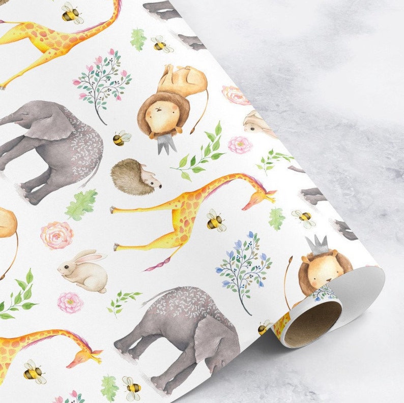 1st Gift wrap for Easter Bunny Wrapping paper watercolour illustrations Squirrel Wrapping paper for Hedgehog animal wrapping paper
