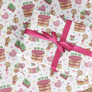 Cadeaupapier moeder, Moederdagcadeaupapier, Moederdag, cadeau voor moeder inpakken in speciaal MOM-papier
