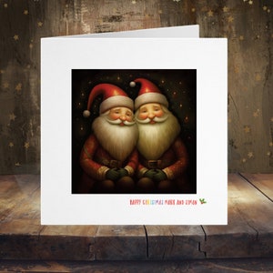 Carte de Noël gay, fierté lgbtq+ du père Noël, couple gay hommes hommes, MLM 0,7