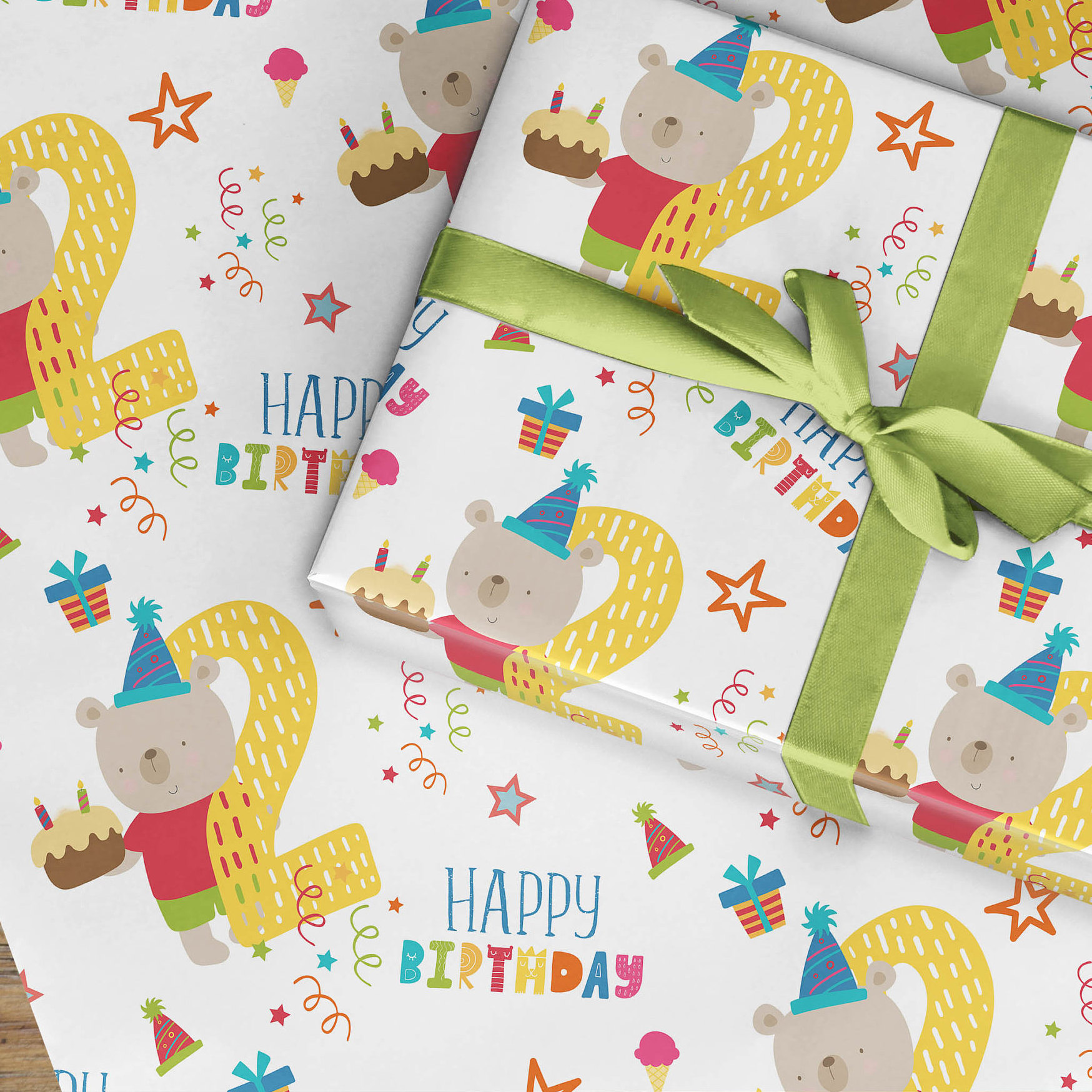 2nd Birthday Wrapping paper, Childrens wrapping paper second birthday