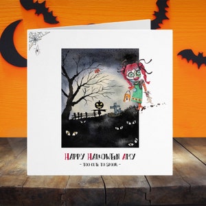 Cartão de Halloween e papel de embrulho, todas as idades, papel de embrulho de Halloween para boneca espantalho, embrulho de presente infantil de Halloween, cartão gótico, cartão assustador