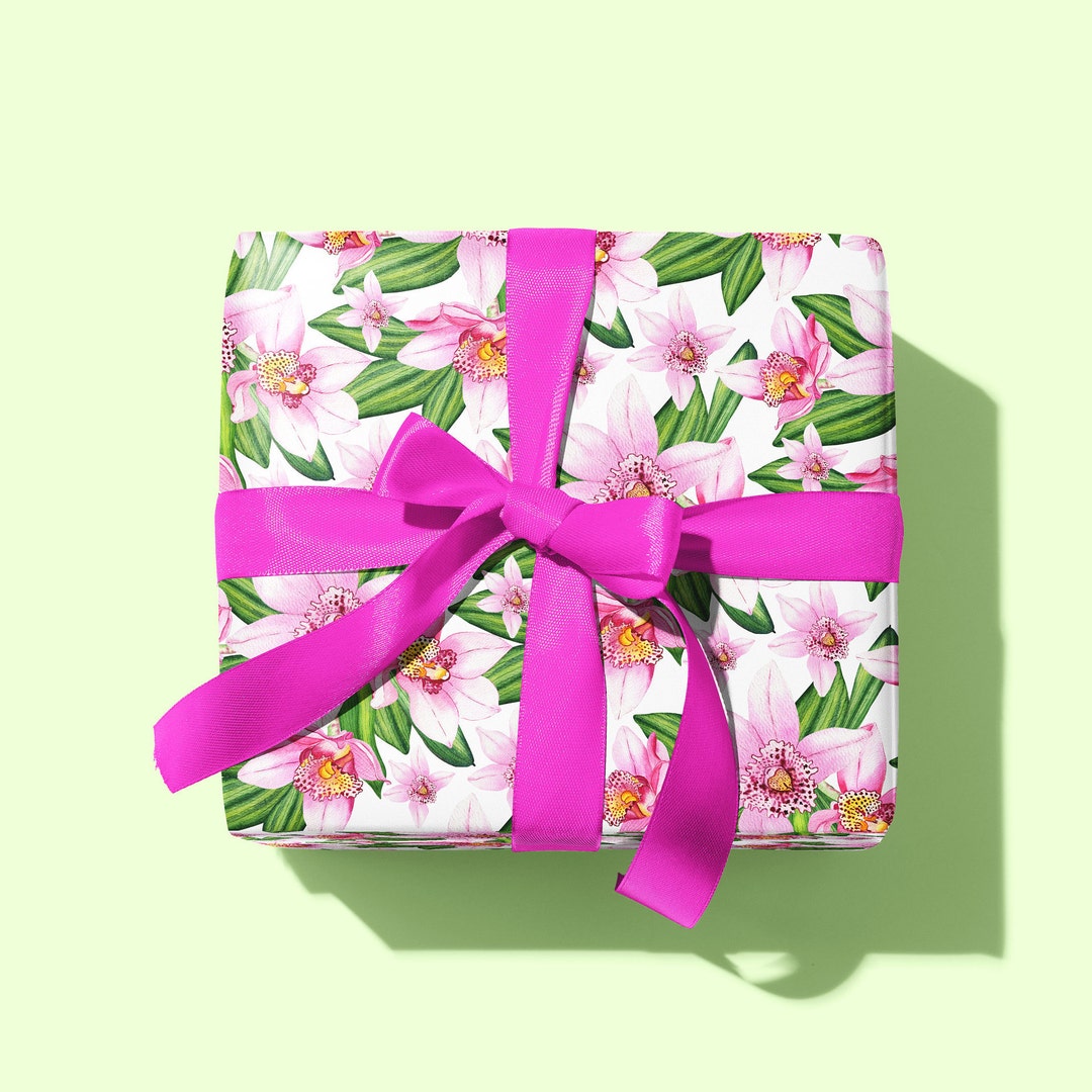 Orchid Floral Wrapping Paper: Botanical Gift Wrap Sheets - Etsy
