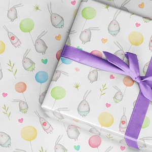 Geburtstagspapier, Kaninchen-Design, Geschenk zum 1. Geburtstag, Geschenk zum Geburtstag, Geschenk zum Geburtstag, Geschenk zum Geburtstag