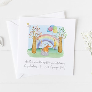 Tarjeta de bebé arco iris personalizada - Nueva tarjeta de niña bebé, Felicitaciones eres una nueva tarjeta de abuelo, tarjeta de hermana mayor, tarjeta de nueva madre