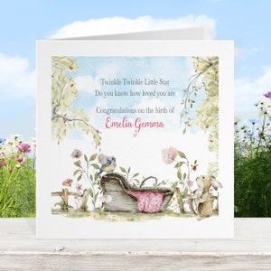 Carte pour nouveau-né, garçon fille neutre entre les sexes, rose bleu-gris, félicitations fils fille, baptême, baptême, cartes pour bébé et femme enceinte n° 1