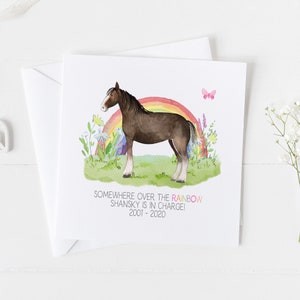 Carte commémorative d'animal de compagnie de cheval.  Cadeau commémoratif poney pour votre animal de compagnie v6