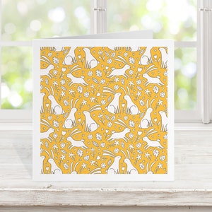 Tarjeta de Pascua con liebre, diseño de ilustración en acuarela, ideal como tarjeta de Pascua o tarjeta de naturaleza, tarjeta de liebre del bosque, interior en blanco, tarjeta de felicitación
