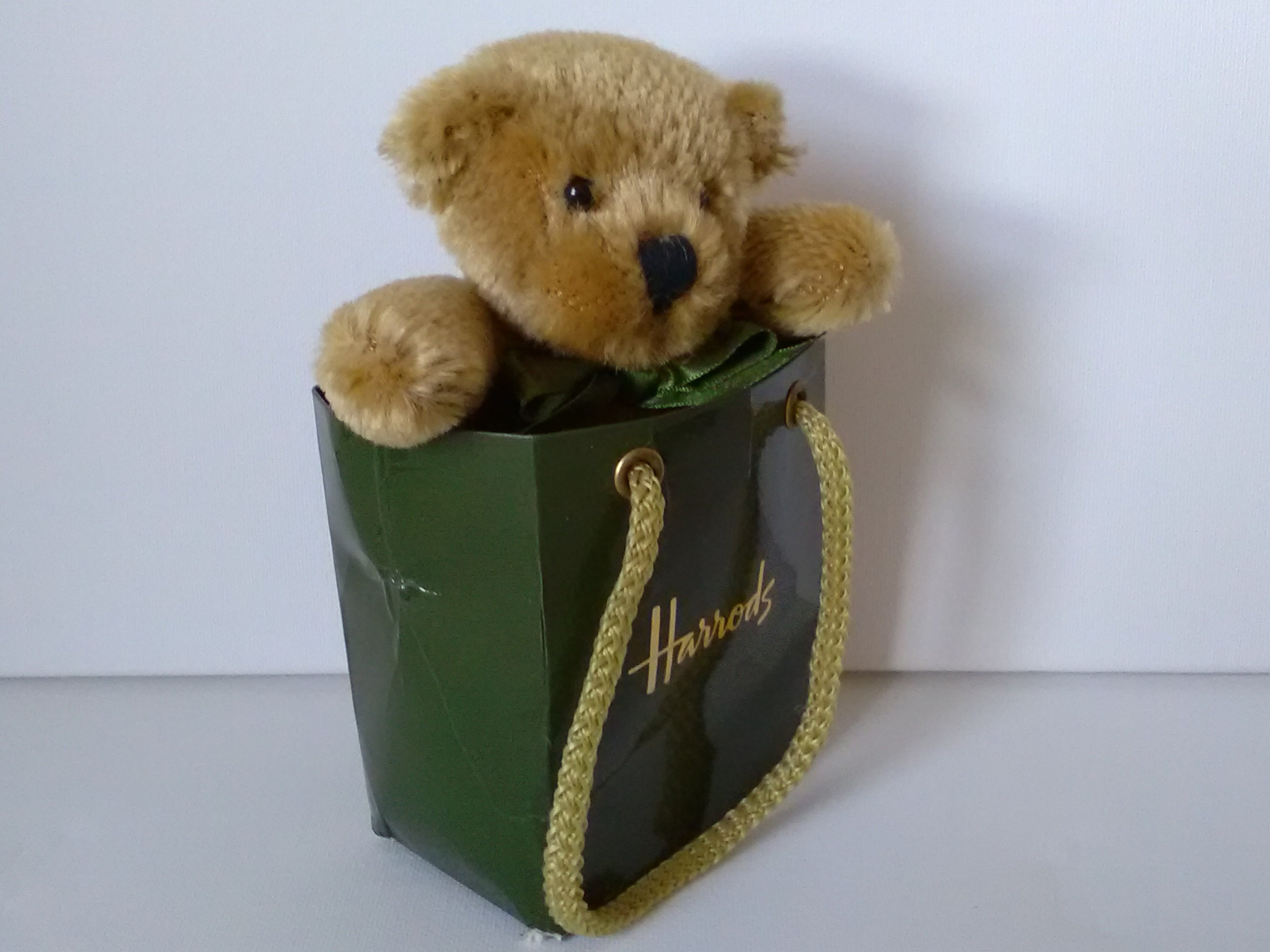 Small Harrods Teddy Bear in Green Bag Harrods Famous Logo Etsy