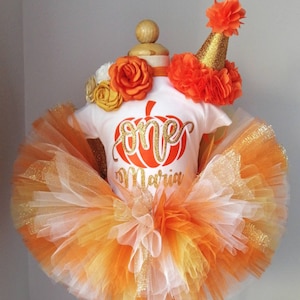 Pumpkin First Birthday Outfit – Personalized Fall Tutu Set