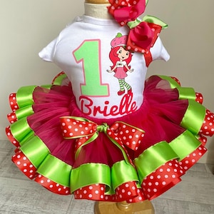 Strawberry Birthday Outfit – Custom Name Tutu Set – 1st Birthday Girl Outfit – Strawberry Shortcake Inspired