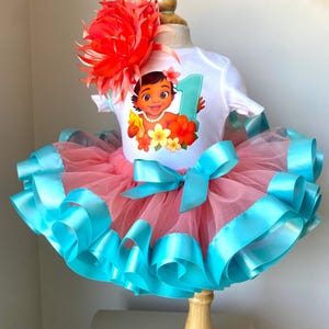 Moana Birthday Outfit for Baby Girl First or Second Birthday Tutu Set with Bodysuit and Headband