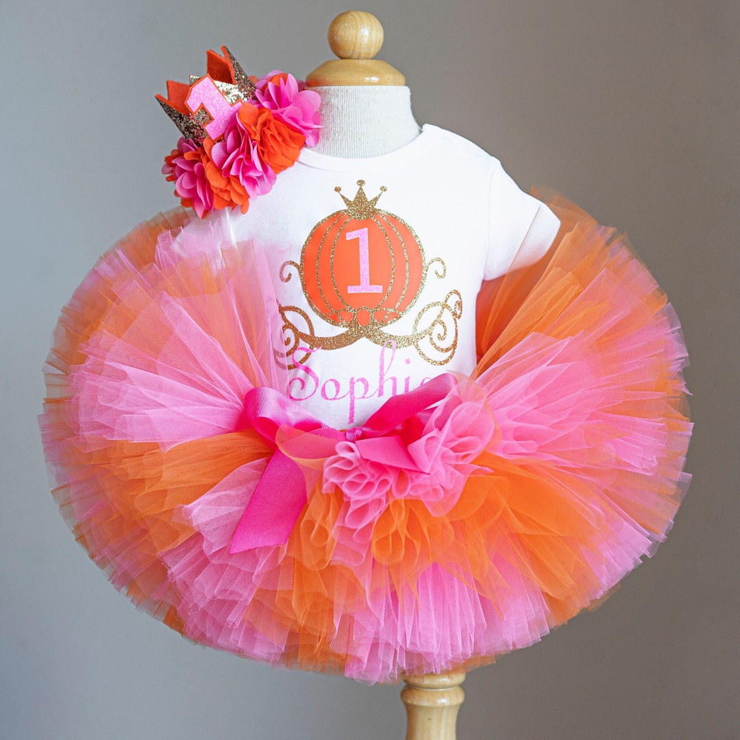 Orange and Pink Princess Outfit for 1st Birthday Etsy