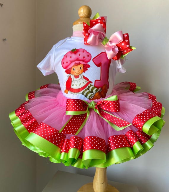 Strawberry Shortcake 1st Birthday Tutu Outfit  Handmade Polka Dot Bow Set  - Etsy
