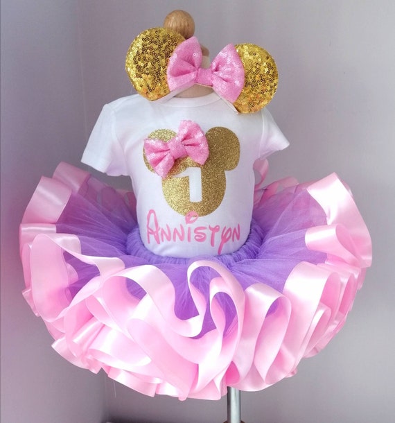 Minnie mouse first birthday outfit pink and gold cheap
