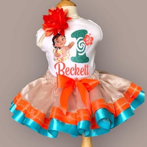 Moana Birthday Outfit: Tutu, Bodysuit, Flower Headband