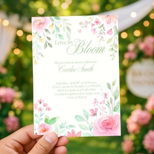 Love in Bloom Bridal Shower Invitation | Editable Floral Invite Template | Printable Wedding Shower Download