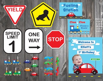 Planes, Trains & Automobiles Party Decor Package for Child's 1st Birthday
