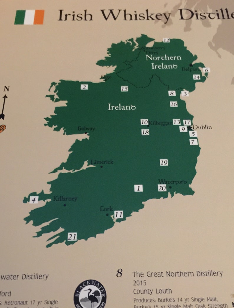Map Of Irish Whiskey Distilleries