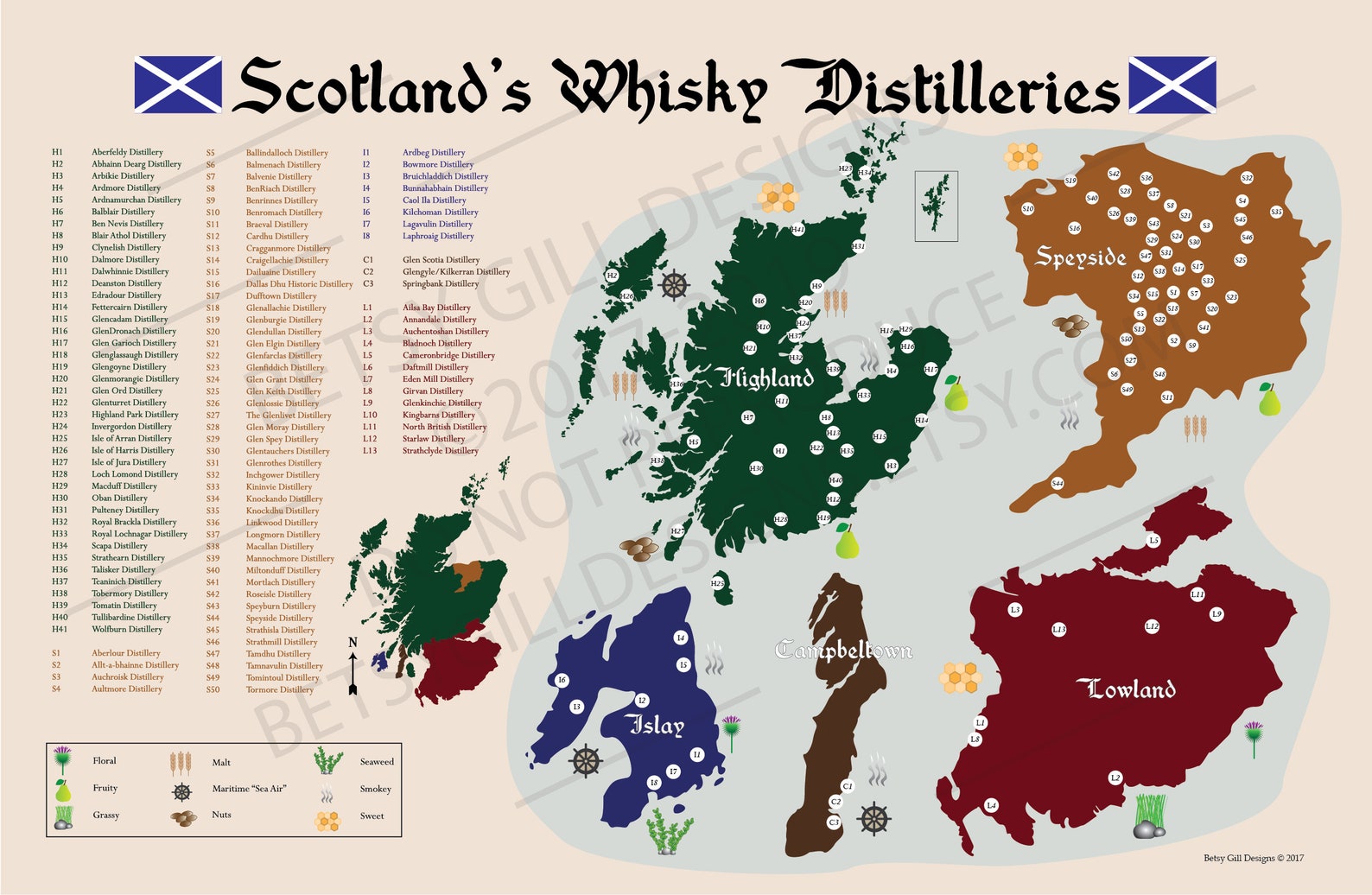 Carte et affiche des distilleries de whisky dÉcosse pour Man Etsy Canada
