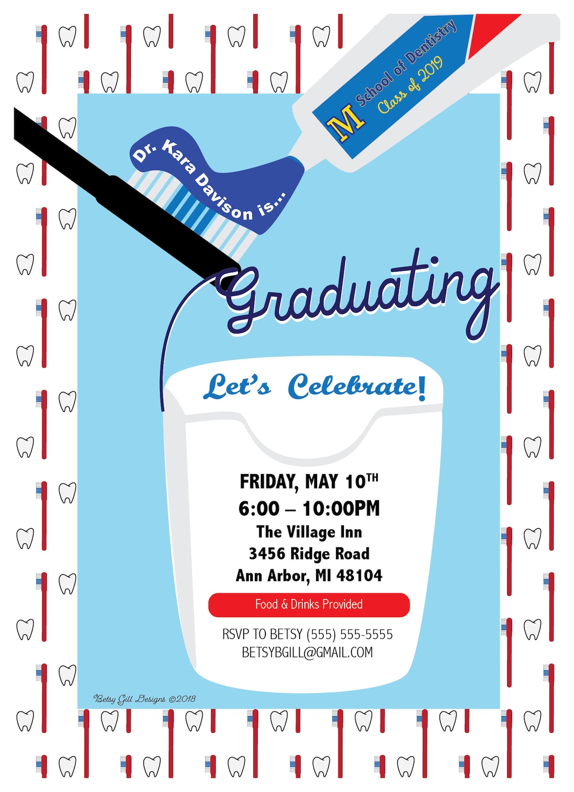 Dentist Hygienist Retirement or Graduation Party Invitations Etsy