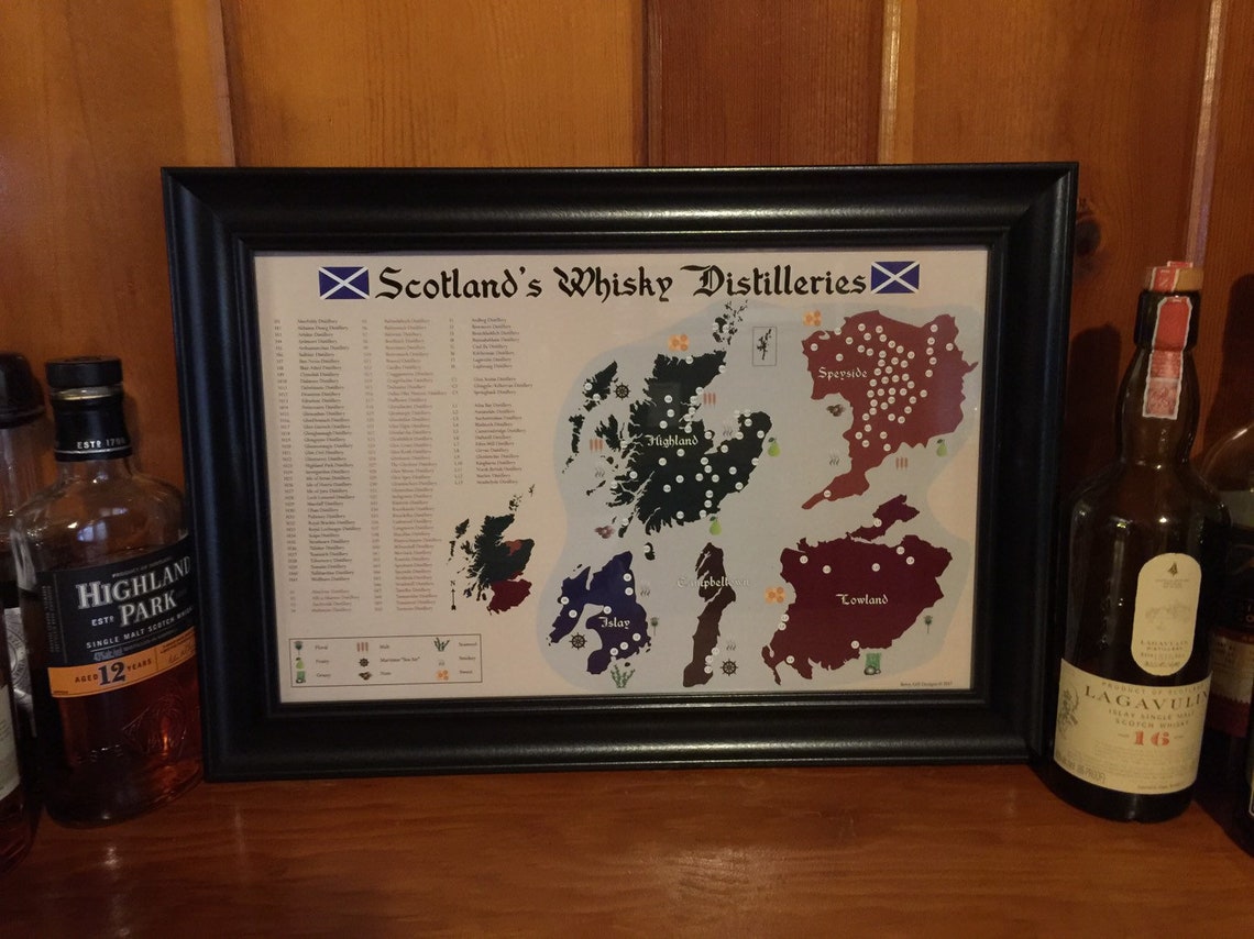 Schottland Whisky Brennereien Karte und Poster für Mann Höhle | Etsy