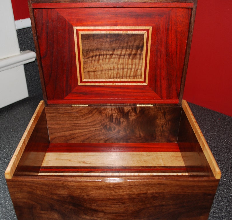 Keepsake Box -Handcrafted from Padauk Walnut and Tiger Maple SOLD-SB on 3119