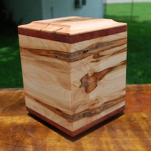 On SALE-Dog/Pet (up to 55 pounds) Urn-Handcrafted from Ambrosia Maple and exotic Bubinga-FREE OPTIONAL Basic Custom Laser Engraving