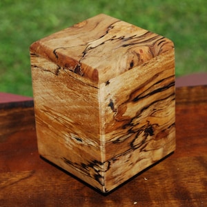 Dog/Cat/Pet (up to 20 pounds) Urn-Bottom Loading-Handcrafted from dark Spalted Maple  and Walnut-FREE Basic Custom Laser Engraving