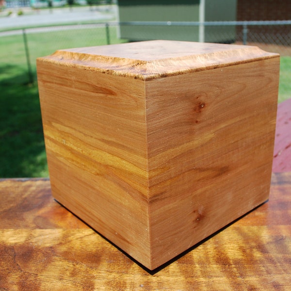 Adult (up to 215 pounds) Urn-Handcrafted from dark Spalted Maple and stunning Red Oak Burl-Basic Custom Laser Engraving is included