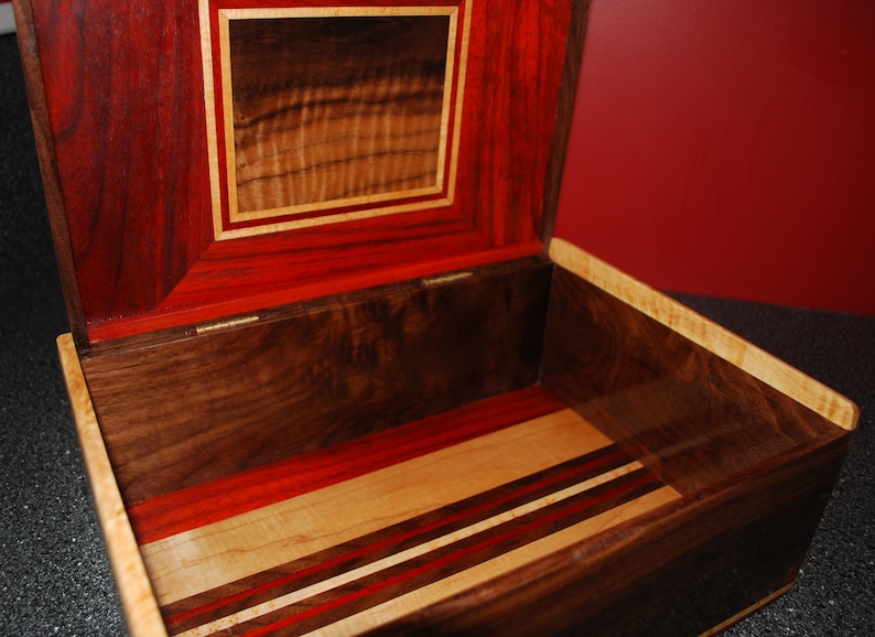 Keepsake Box -Handcrafted from Padauk Walnut and Tiger Maple SOLD-SB on 3119