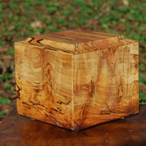 ON SALE-Large Dog (up to 110 pounds each) Urn-Bottom Load-Handcrafted from rare dark Curly Spalted Maple-FREE Basic Custom Laser Engraving