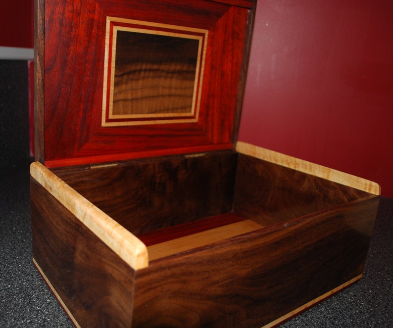 Keepsake Box -Handcrafted from Padauk Walnut and Tiger Maple SOLD-SB on 3119