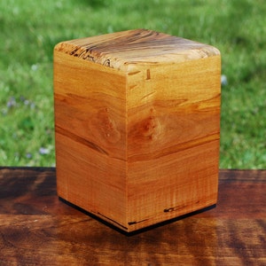 Dog/Cat/Pet (up to 50 pounds) Urn-Bottom Loading-Handcrafted from figured Curly Maple and Spalted Maple-FREE Basic Custom Laser Engraving