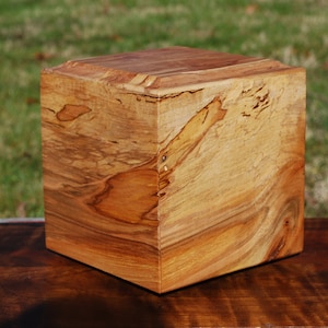 Small Adult (up to 125 pounds) Urn-Bottom Loading-Handcrafted from dark Spalted Ambrosia Maple and Walnut-FREE Basic Custom Laser Engraving