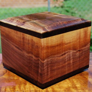 On SALE-Dog (up to 115 pounds) Urn-Bottom Loading-Handcrafted from Curly Black Walnut and exotic Wenge-FREE Basic Custom Laser Engraving