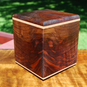 REDUCED-Dog (up to 90 pounds) Urn-&quot;RUSTIC&quot;-Bottom Load-Made from figured Black Walnut with Maple Inlays-FREE Basic Custom Laser Engraving