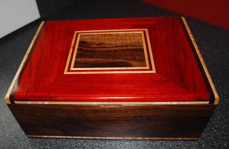 Keepsake Box -Handcrafted from Padauk Walnut and Tiger Maple SOLD-SB on 3119