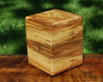 Dog/Small Adult (up to 120 pounds) "Rustic" Urn-Bottom Loading-Handcrafted from dark Curly Ambrosia Maple-FREE Basic Custom Laser Engraving