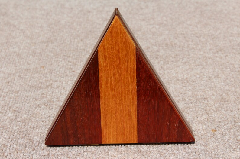 Triangular JewelryKeepsakeStash Box handcrafted from exotic Purpleheart and Birch...2 available